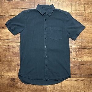 Buck Mason Shirt Mens S Black Short Sleeve Button Up Solid Camp Casual Spring